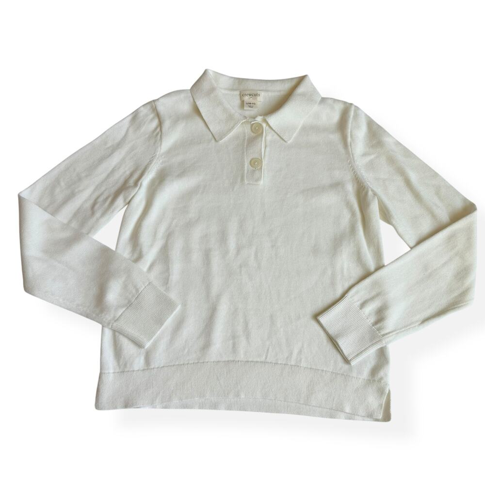 Crewcuts Boys Ivory Cotton Sweater Polo Large 10/11
